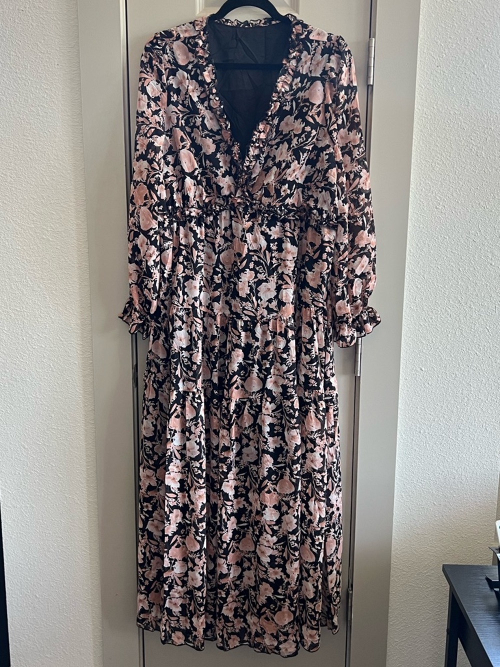 Amazon Floral Maxi Dress in Blush and Black